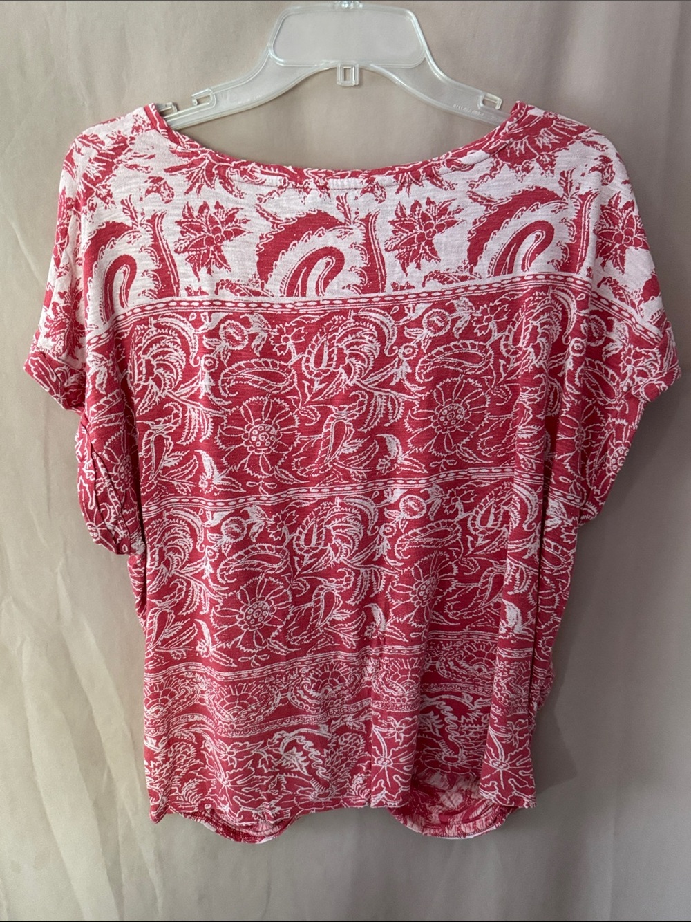 Lucky Brand Red and White Knot-Front Short Sleeve Tee - Picture 4 of 4